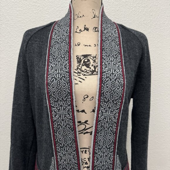 Dale of Norway Sweater Size Medium Open Front Long Belted Gray Cardigan - Picture 2 of 16